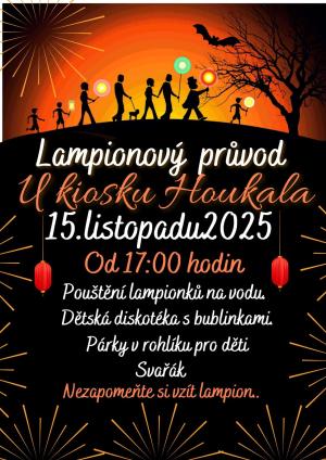lampionový průvod v noci